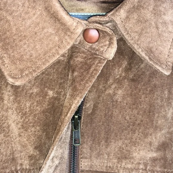 Vintage Men’s AMI Brown Leather Bomber Winter Jacket Large - Picture 2 of 4